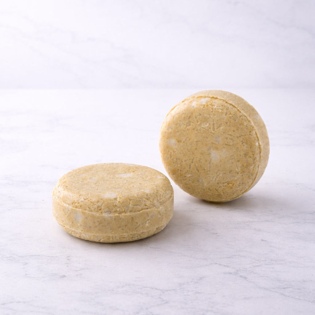 Two round shampoo bars
